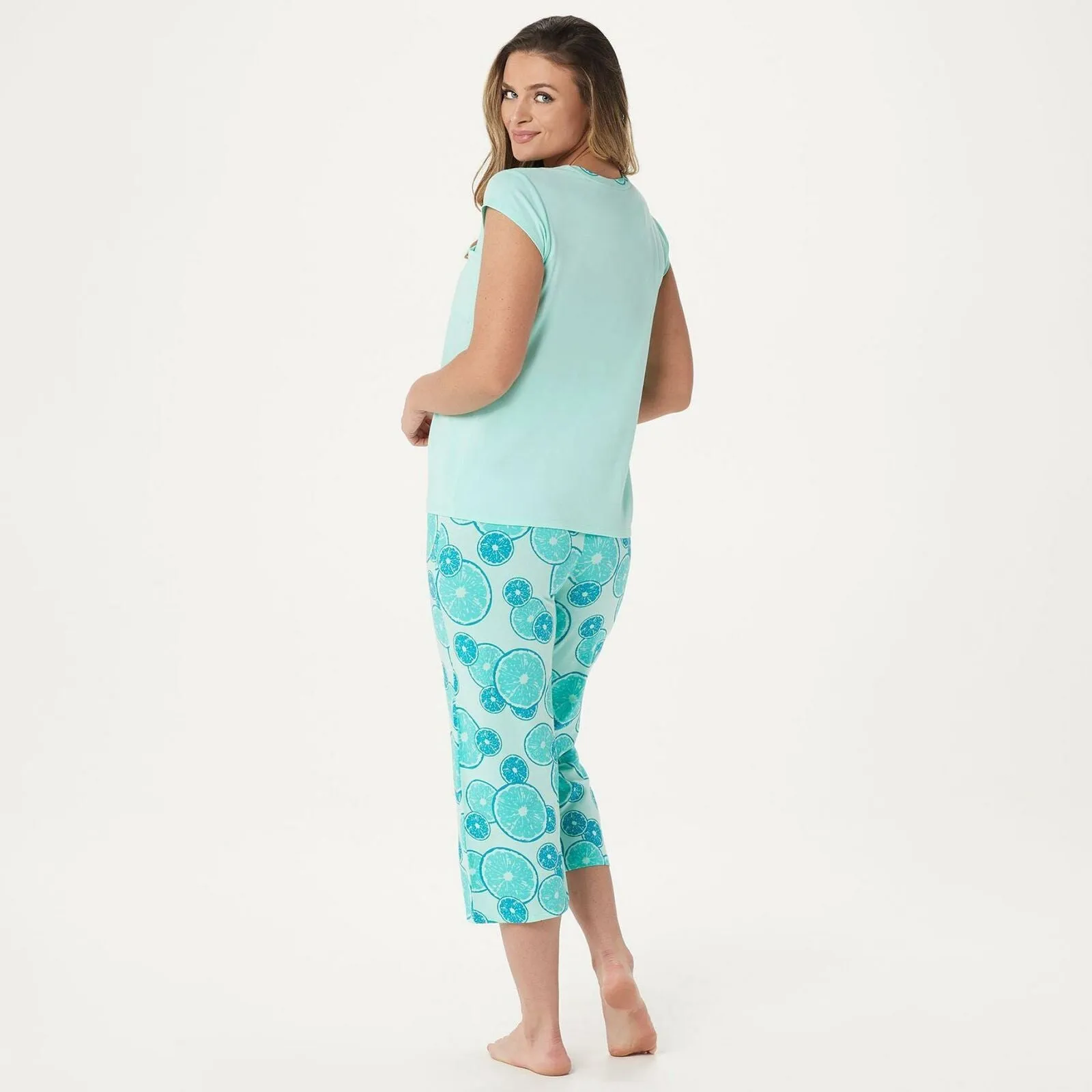 AnyBody Women's Cozy Knit Fruit Slice Printed Pajama Set