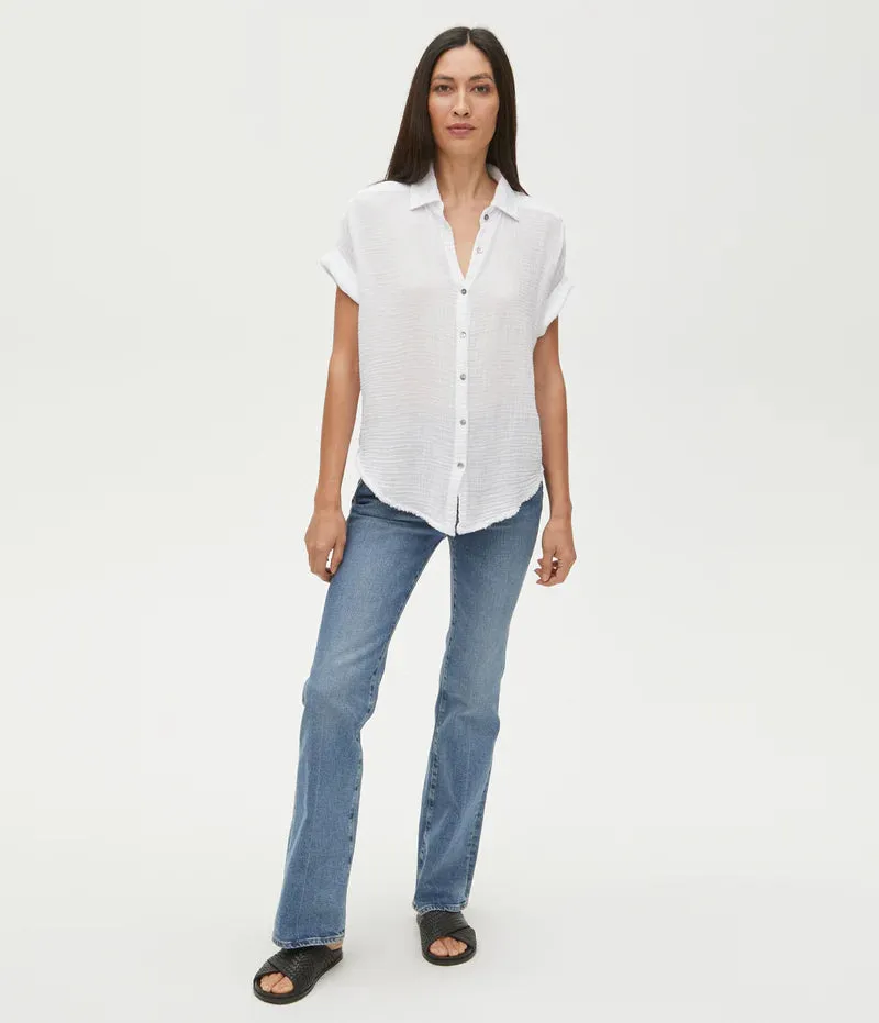 Bailey Gauze Button Down Shirt - White