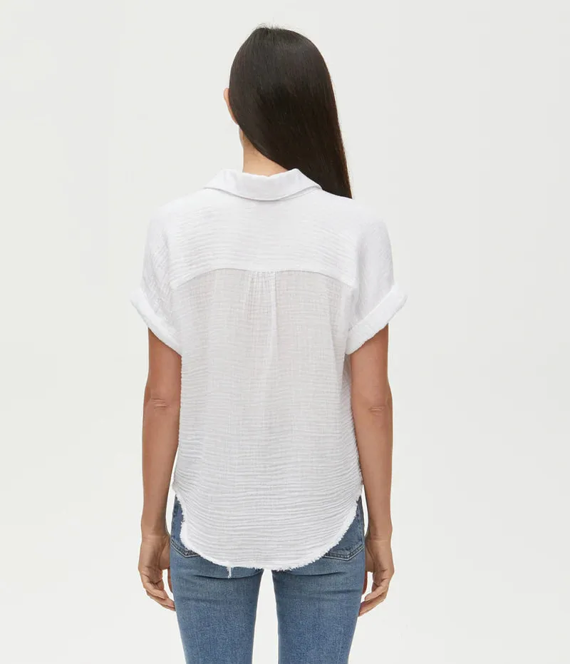 Bailey Gauze Button Down Shirt - White