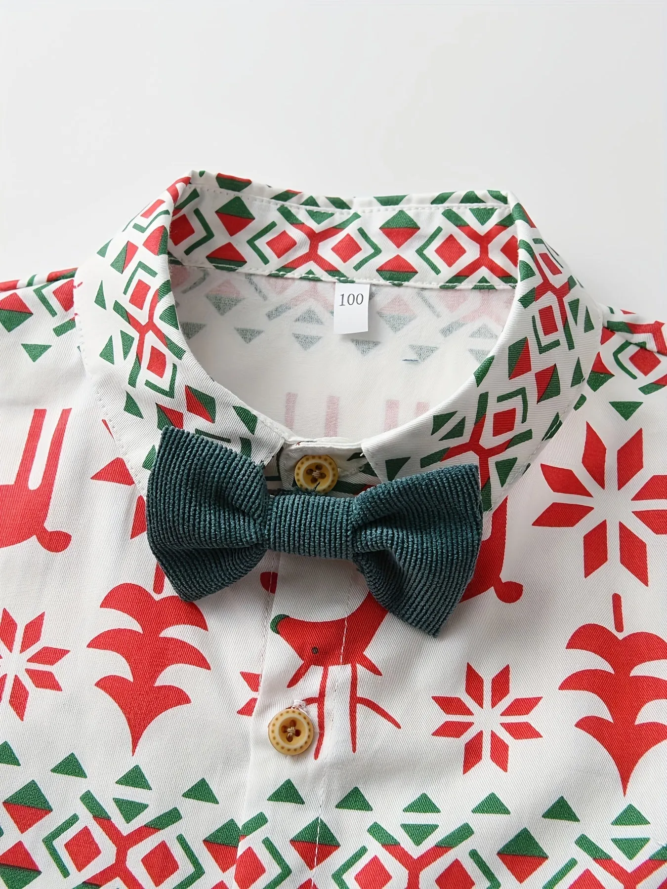 Boy's Christmas Style 2pcs, Bow Tie Shirt & Corduroy Overalls Set, Elk Print Long Sleeve Top, Casual Outfits, Kids Clothes For Spring Fall Winter