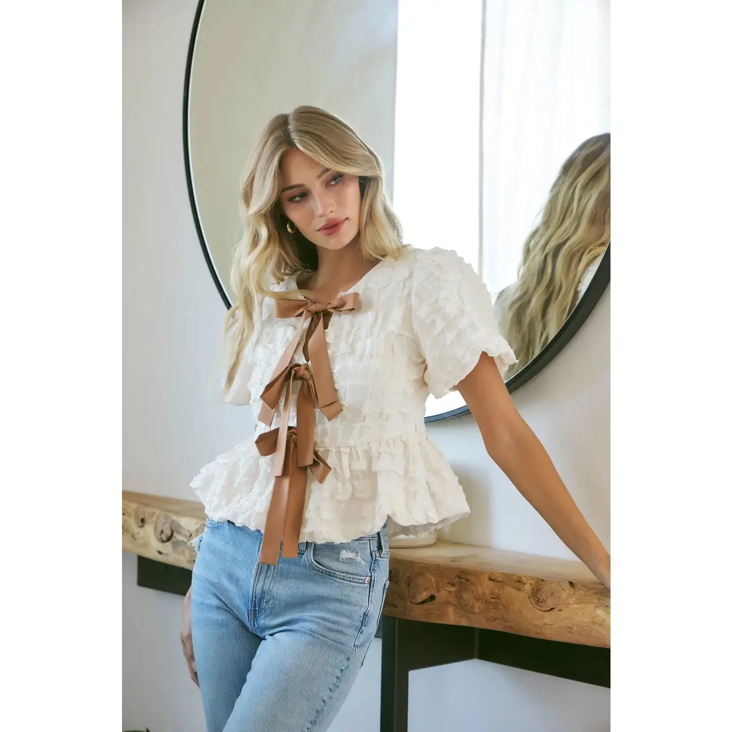 Bubble Babydoll Blouse in Vanilla