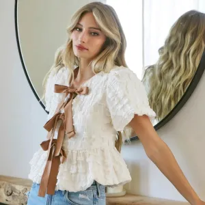 Bubble Babydoll Blouse in Vanilla