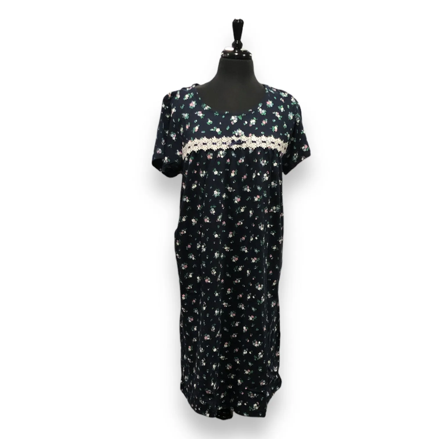 BULK BUY - Women's Cotton Jersey Knit Nightgowns with Lace & Bow (6-Pack or 3-Pack)