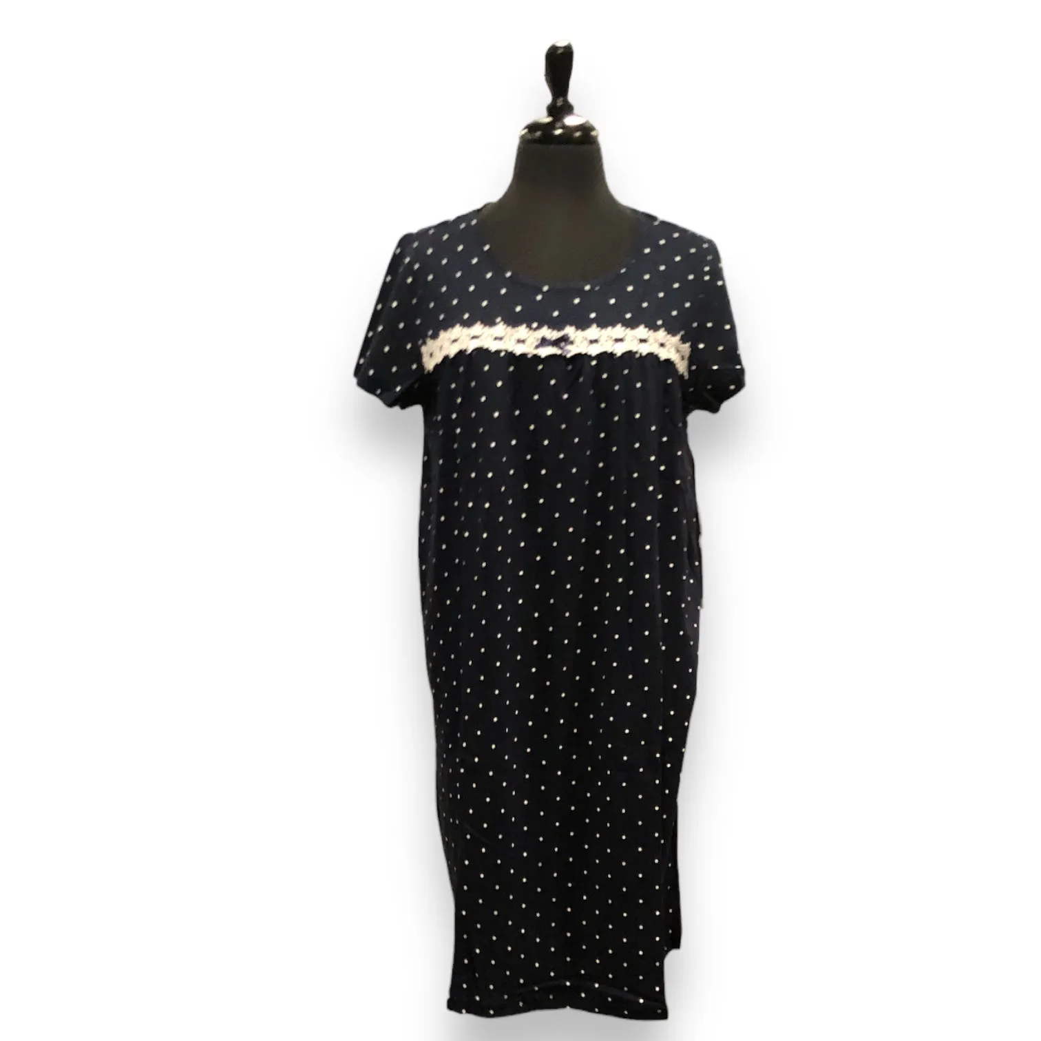 BULK BUY - Women's Cotton Jersey Knit Nightgowns with Lace & Bow (6-Pack or 3-Pack)