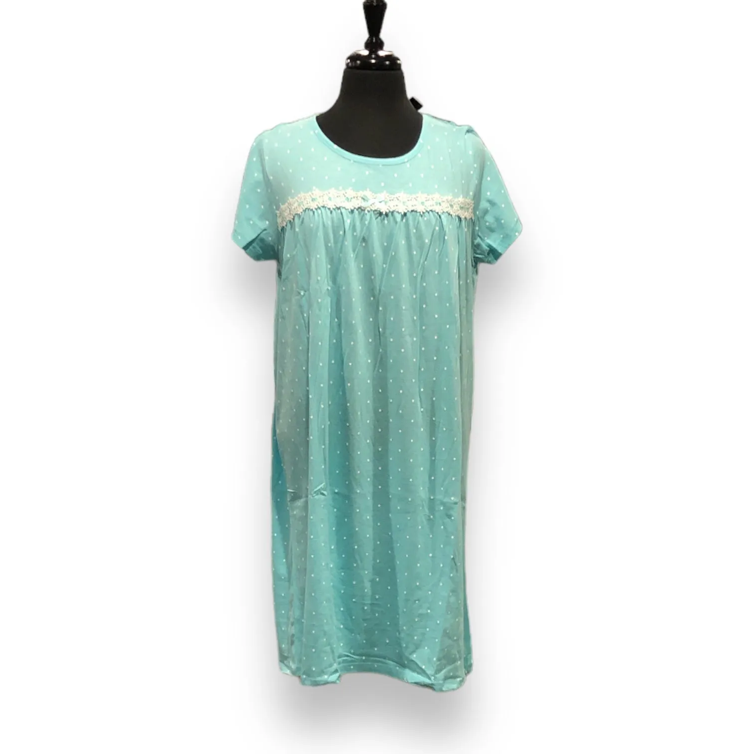 BULK BUY - Women's Cotton Jersey Knit Nightgowns with Lace & Bow (6-Pack or 3-Pack)