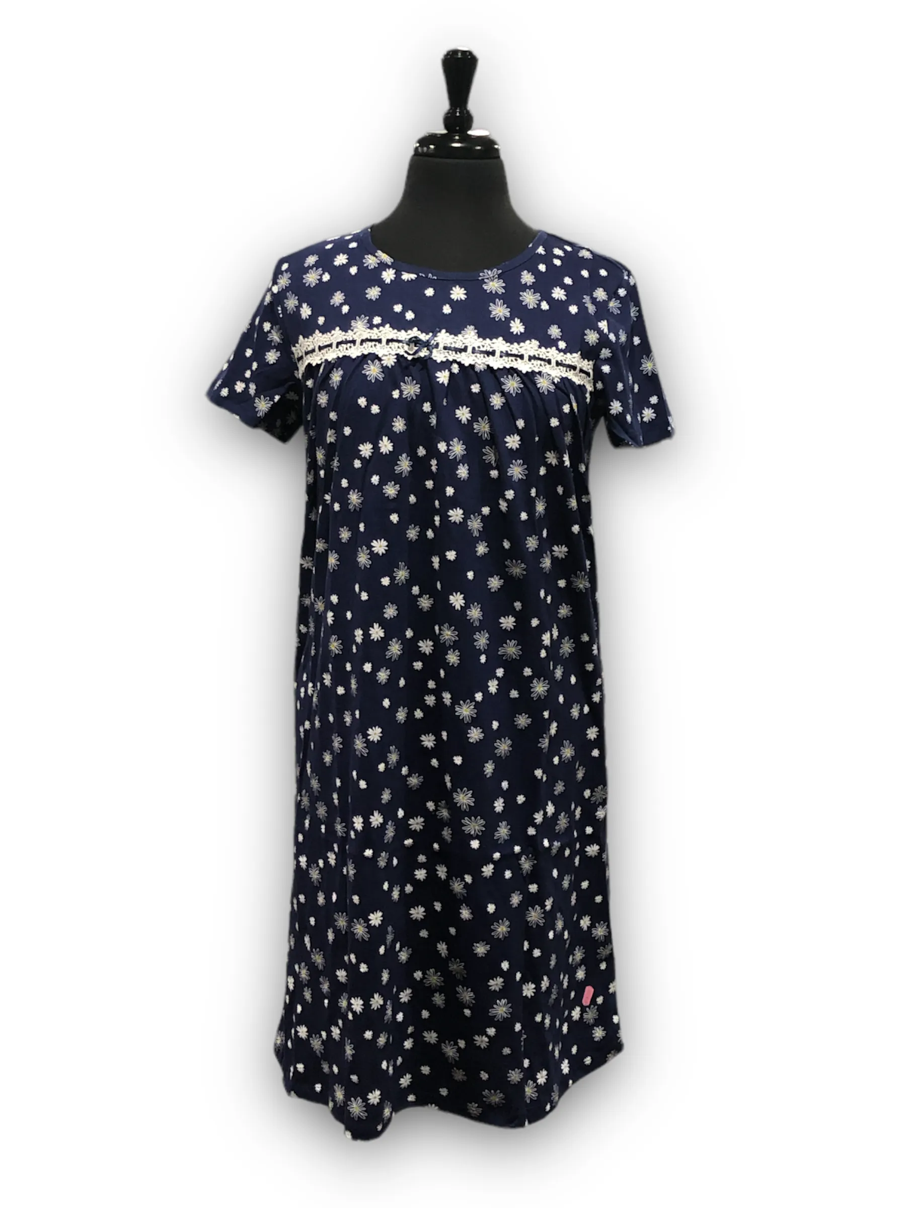 BULK BUY - Women's Cotton Jersey Knit Short Sleeve Gown with Lace Ribbon (6-Pack of 3-Pack)