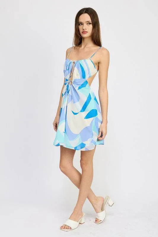 Double Tie Mini Printed Dress