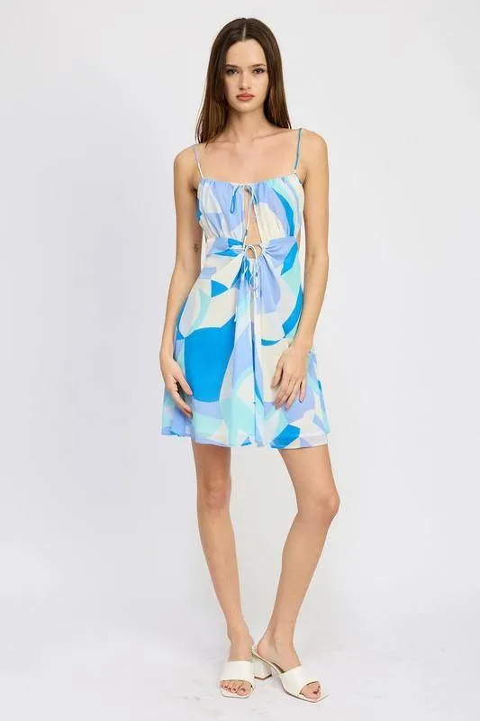 Double Tie Mini Printed Dress