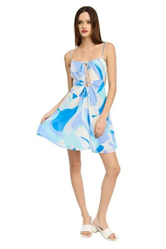 Double Tie Mini Printed Dress