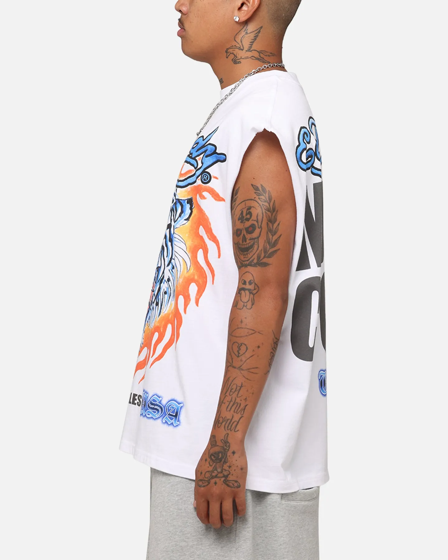 Ed Hardy Motorcycles Tiger Muscle T-Shirt White