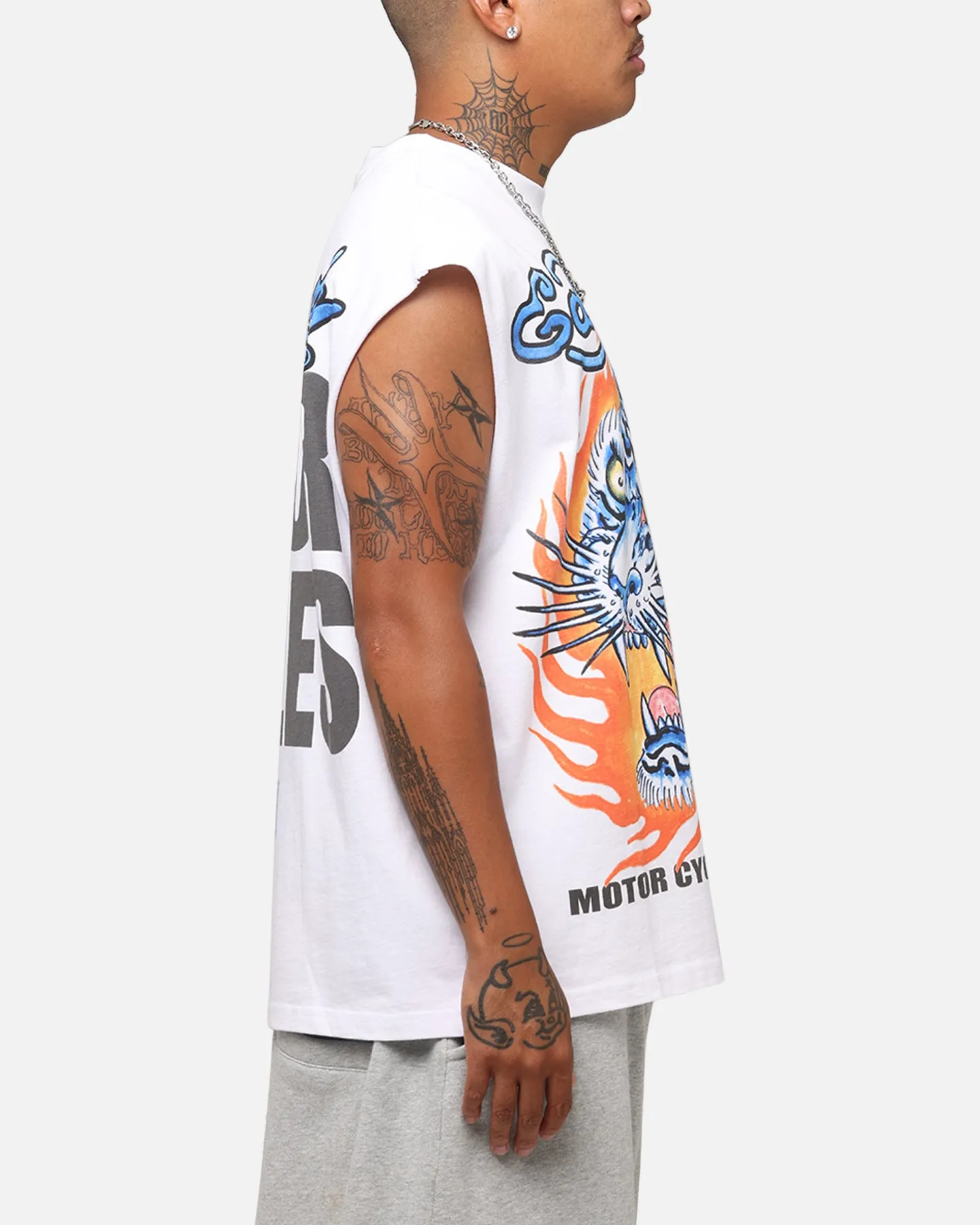 Ed Hardy Motorcycles Tiger Muscle T-Shirt White