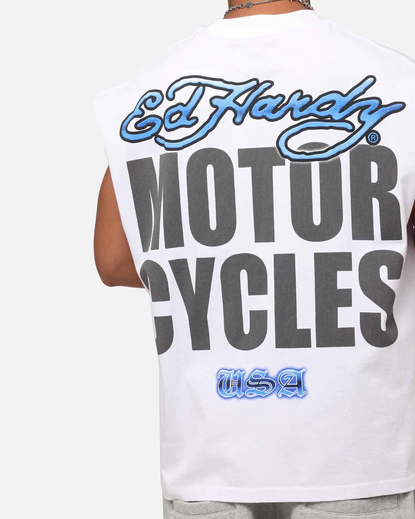 Ed Hardy Motorcycles Tiger Muscle T-Shirt White