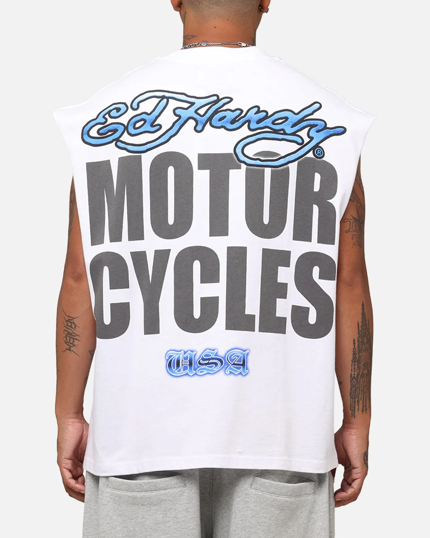 Ed Hardy Motorcycles Tiger Muscle T-Shirt White