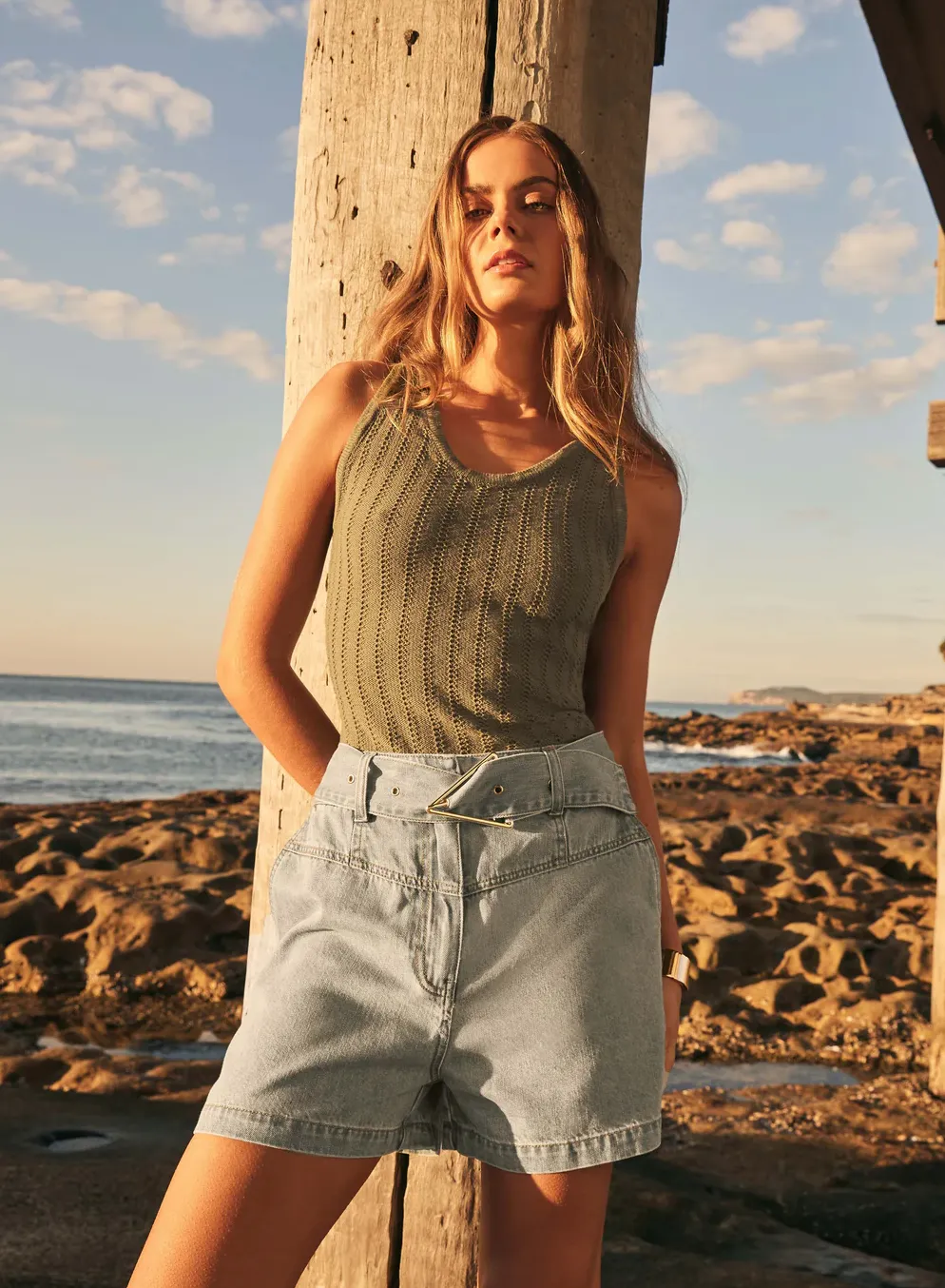 ESMAEE Seaside Denim Shorts - Pale Blue