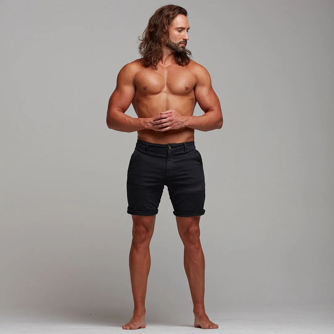 Father Sons Slim Fit Black Chino Shorts - FSH266