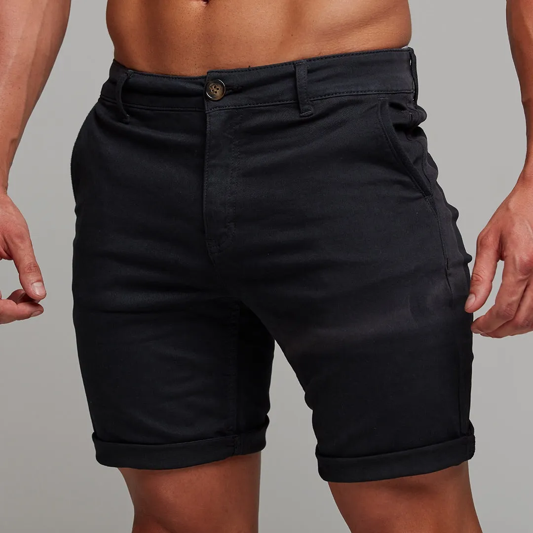 Father Sons Slim Fit Black Chino Shorts - FSH266
