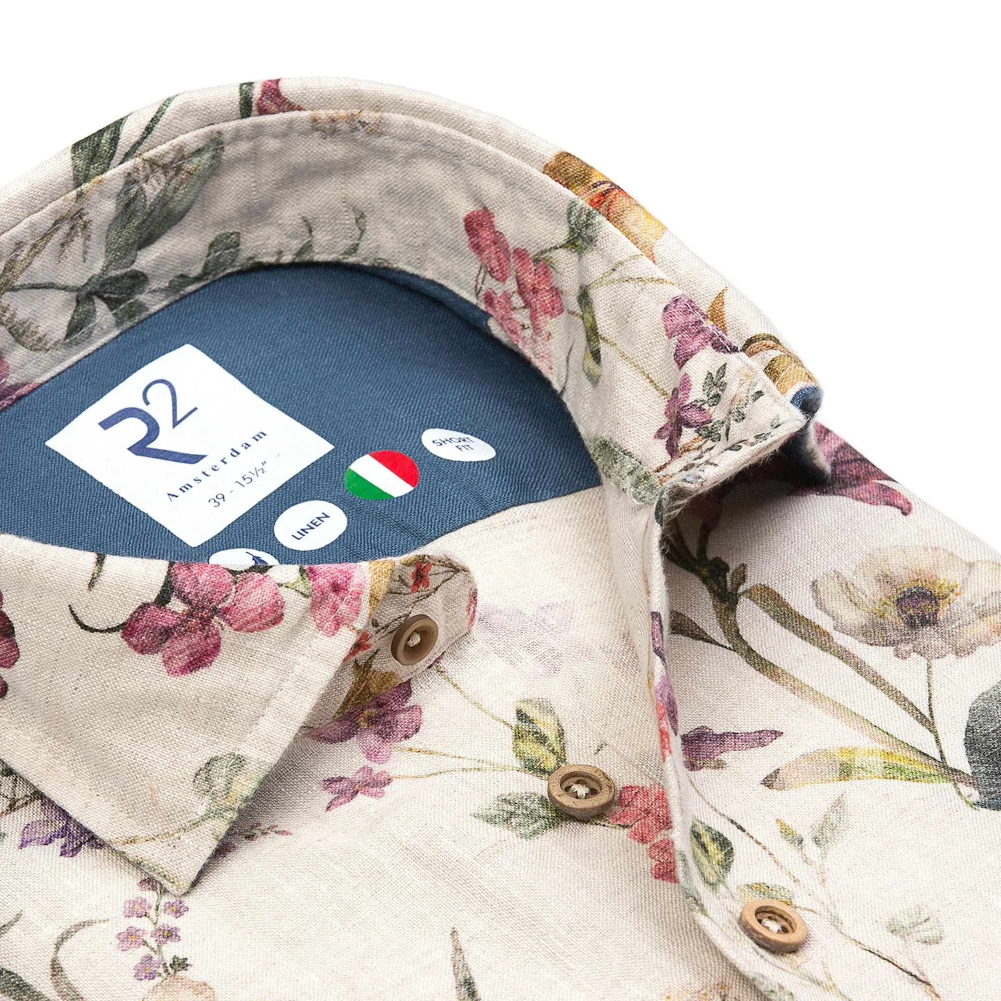 Floral print linen shirt