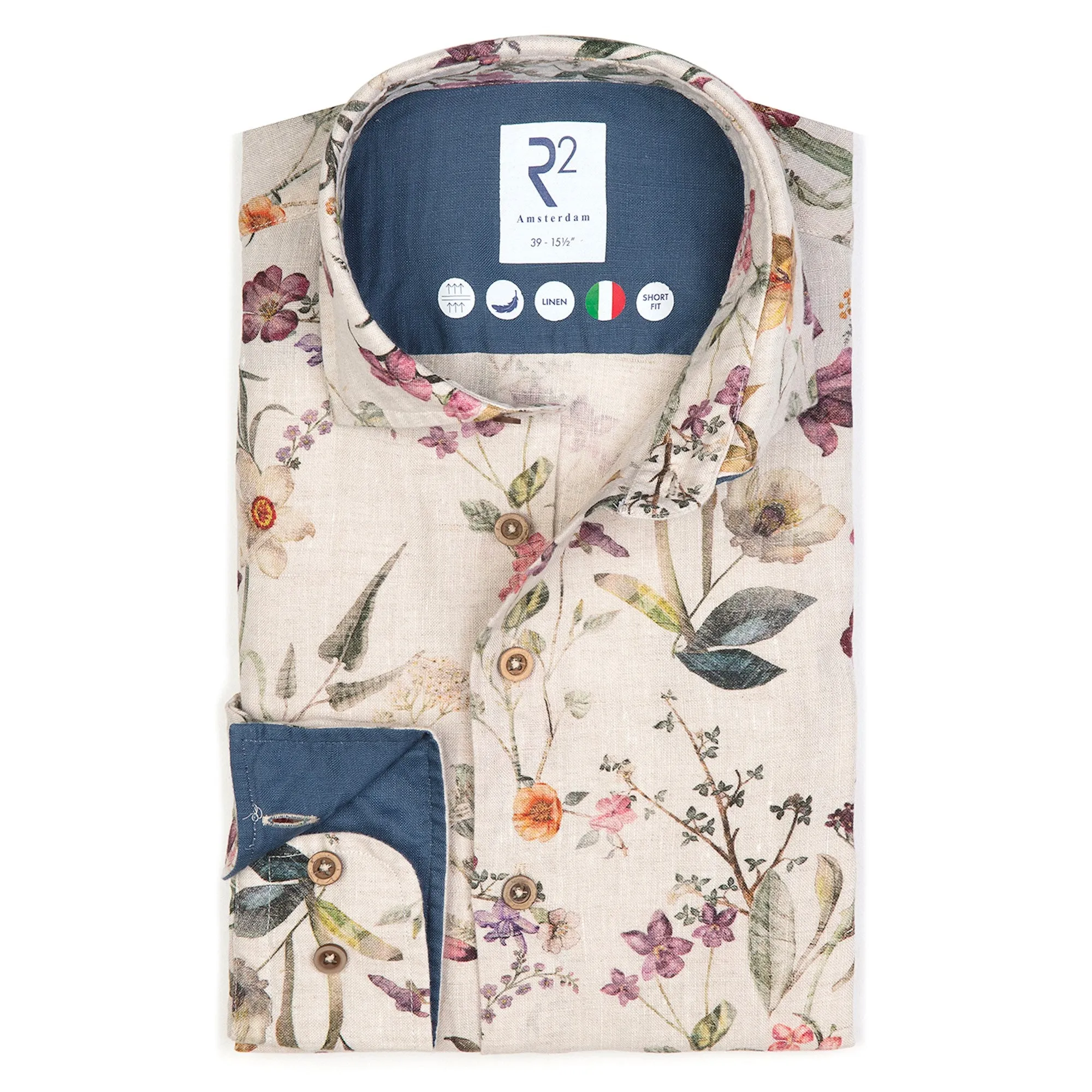 Floral print linen shirt