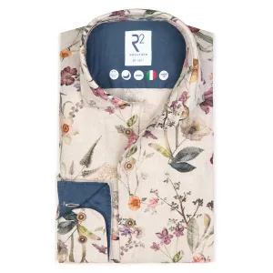 Floral print linen shirt