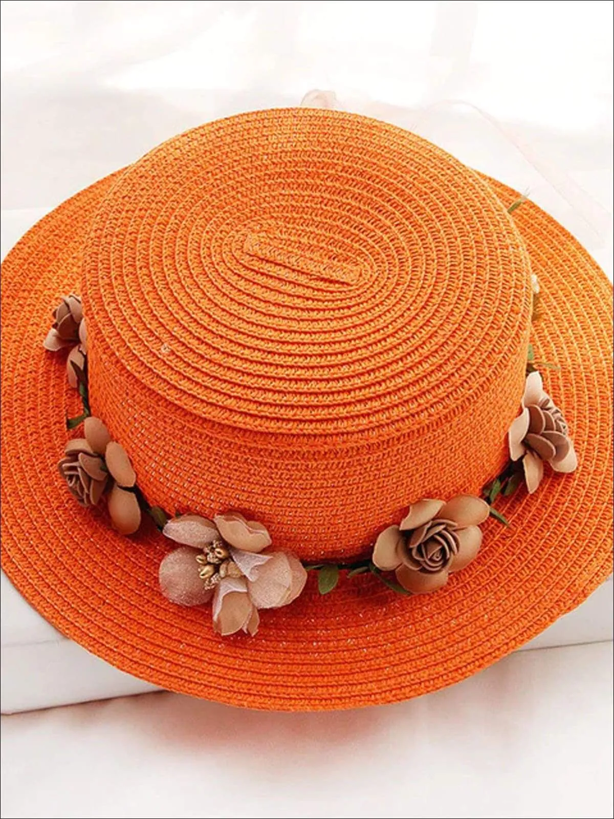 Girls Flower Banded Straw Hat