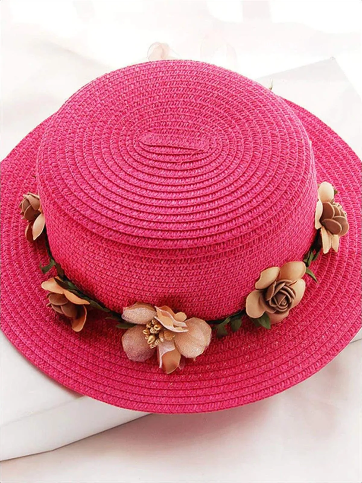 Girls Flower Banded Straw Hat