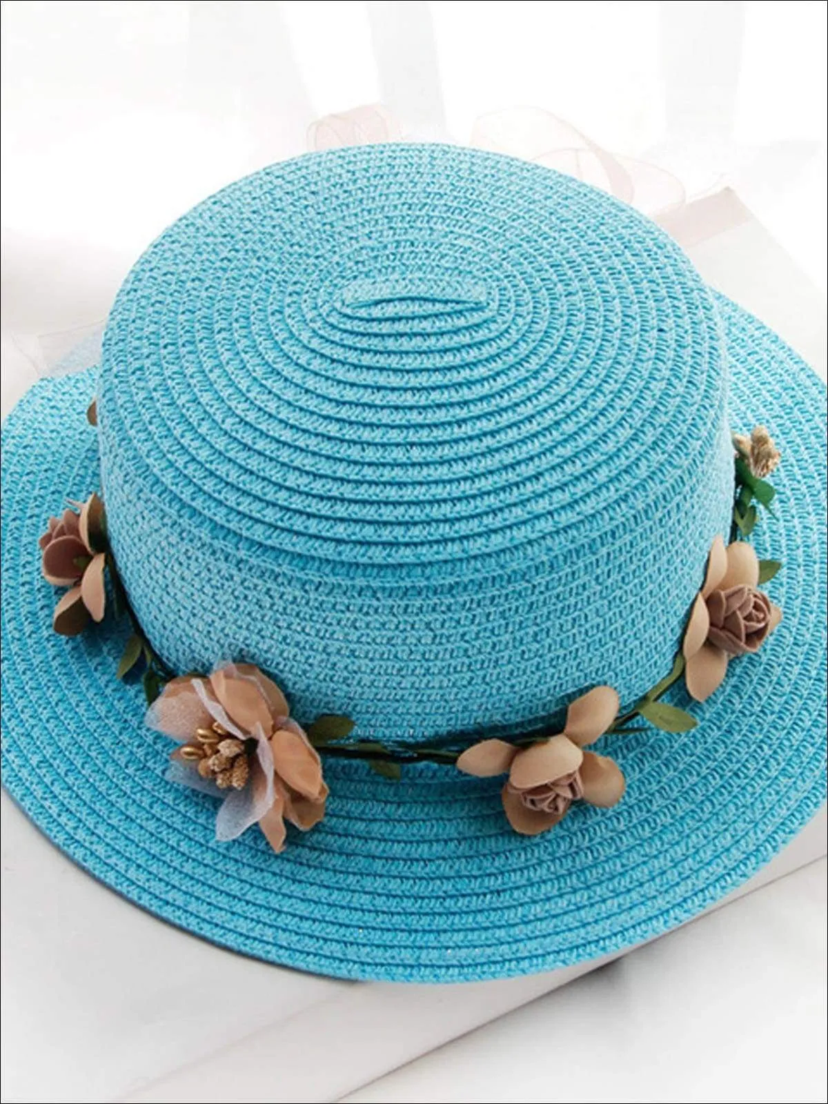 Girls Flower Banded Straw Hat