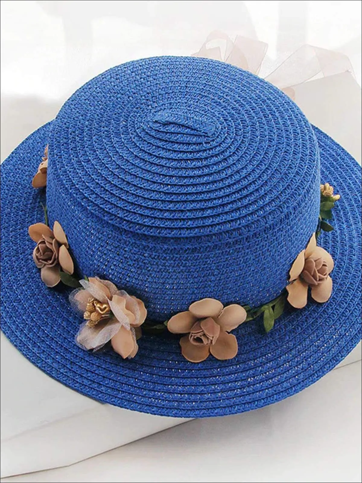 Girls Flower Banded Straw Hat