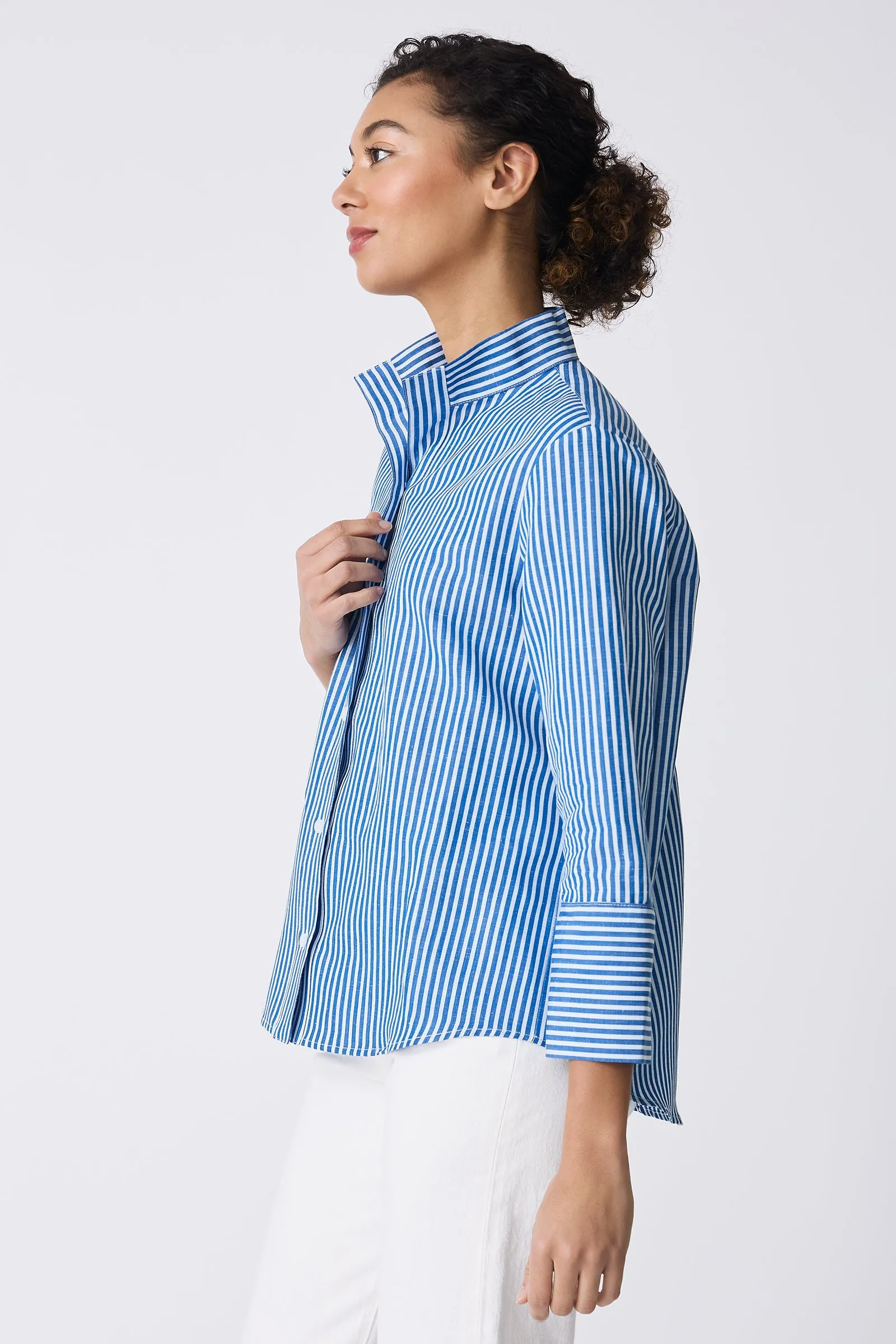 Greta Placket Front Shirt - Cabana Stripe