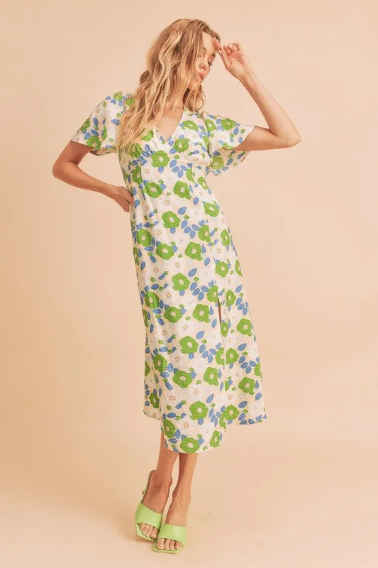 Inessa Women's Floral Printed Gorgeous Midi Dress