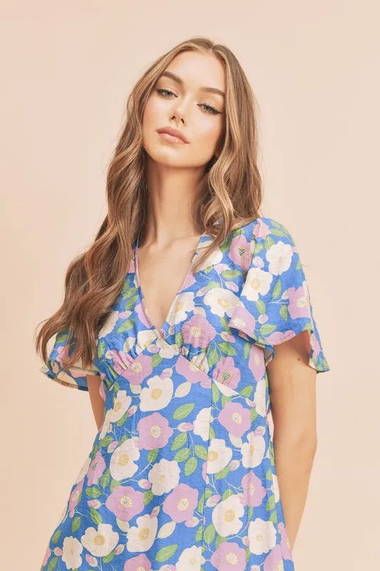 Inessa Women's Floral Printed Gorgeous Midi Dress