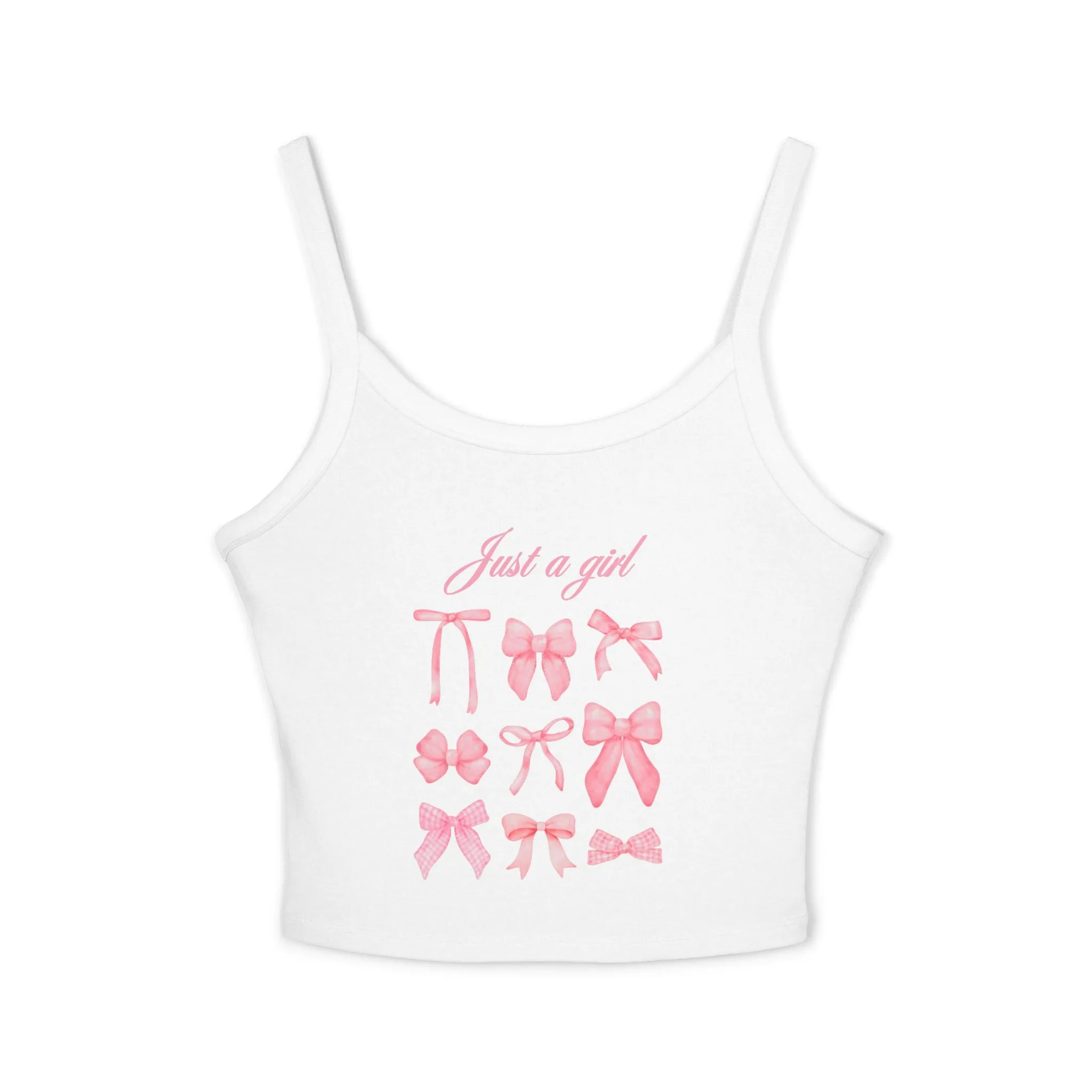 Just a Girl Bow Print Spaghetti Strap Tank Top -