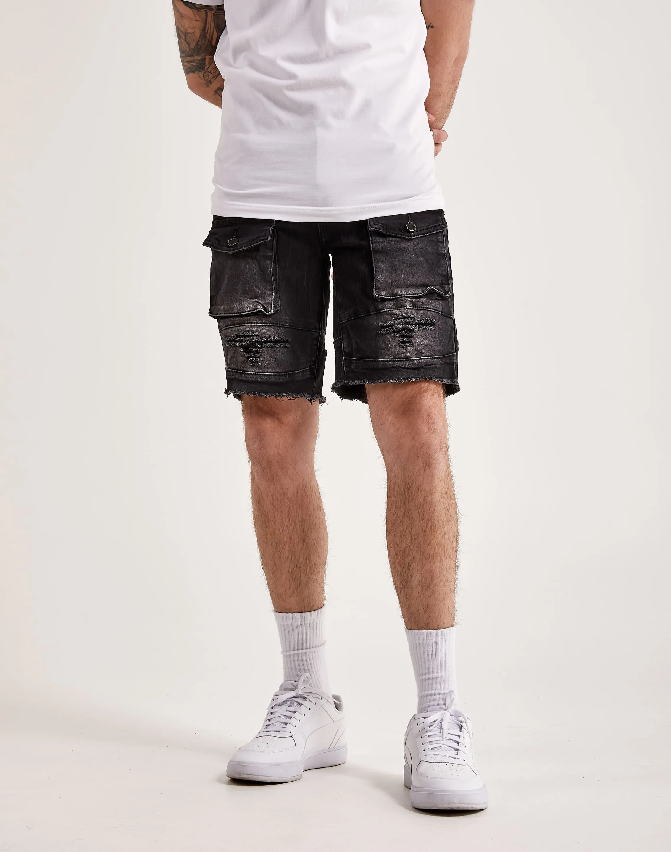 Kilogram Front Pocket Denim Cargo Shorts
