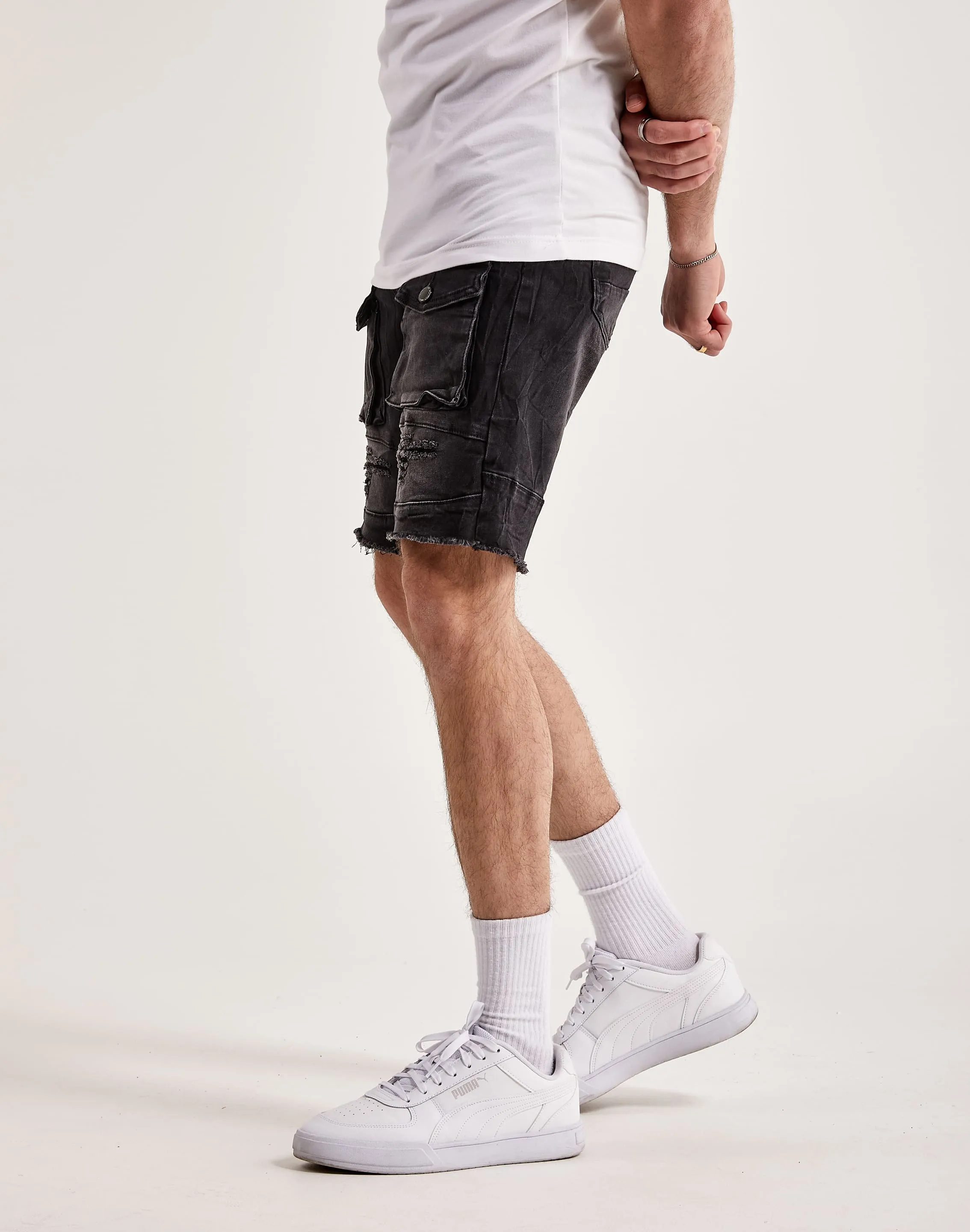 Kilogram Front Pocket Denim Cargo Shorts