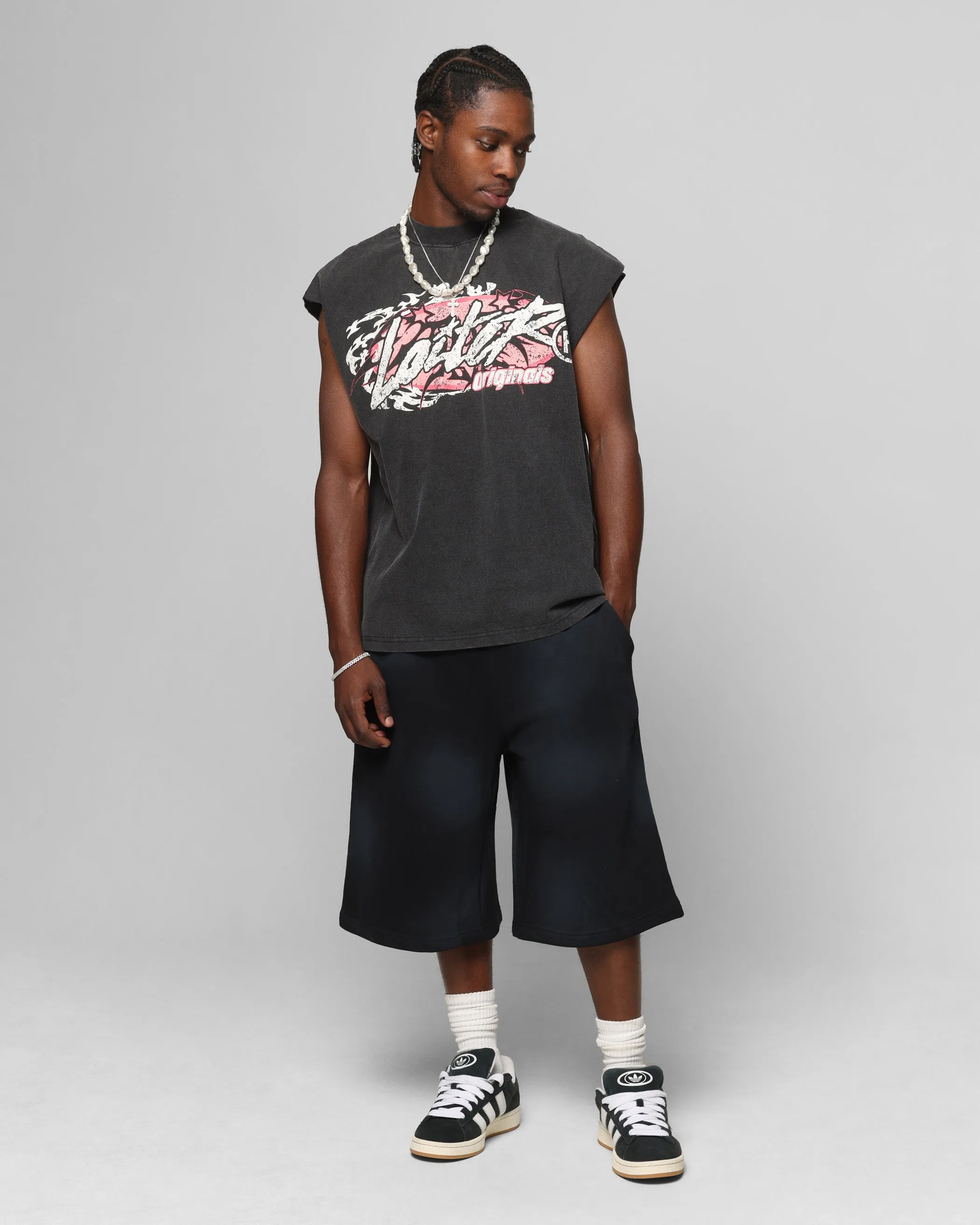 Loiter Motor Oversized Muscle T-Shirt Charcoal