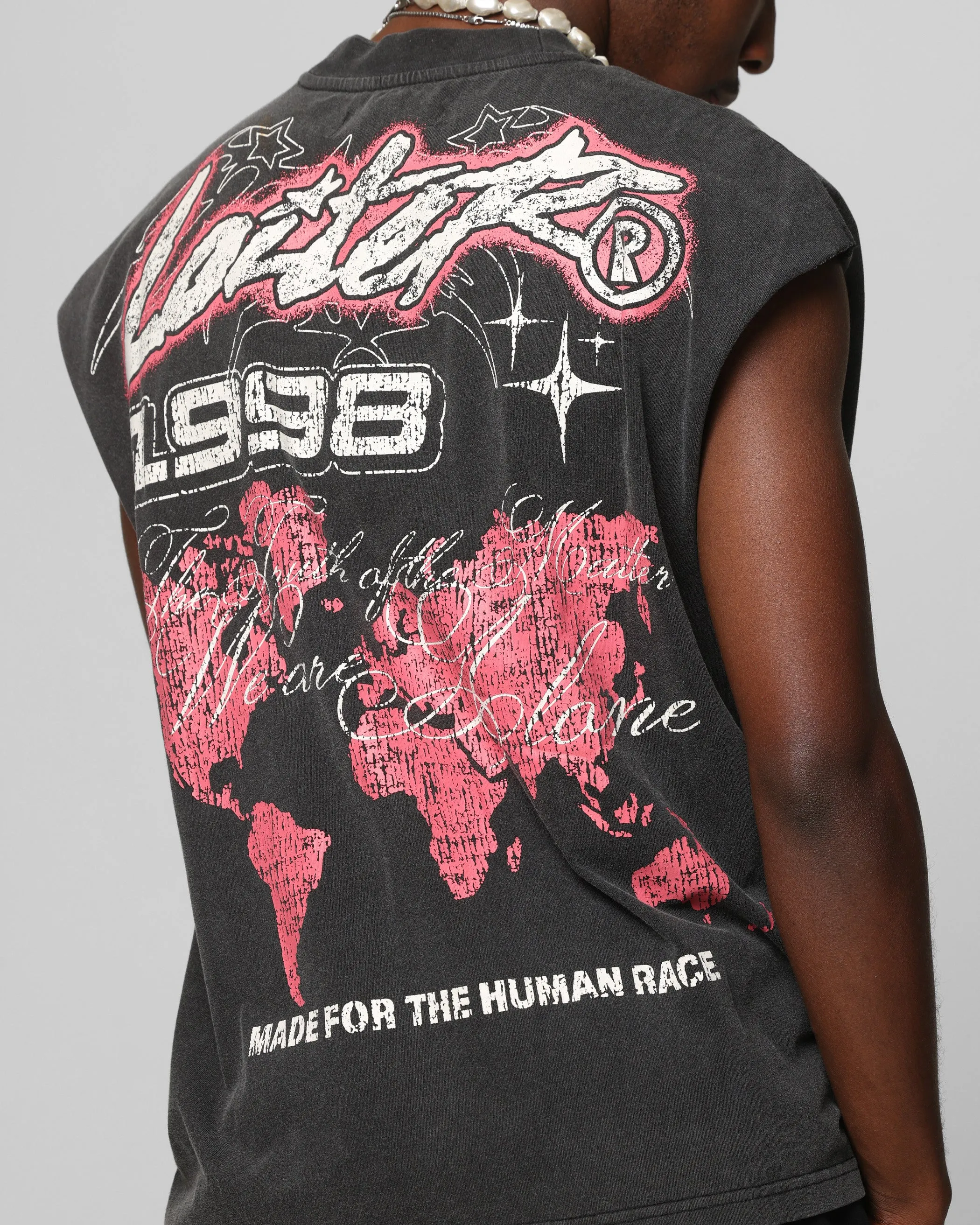 Loiter Motor Oversized Muscle T-Shirt Charcoal