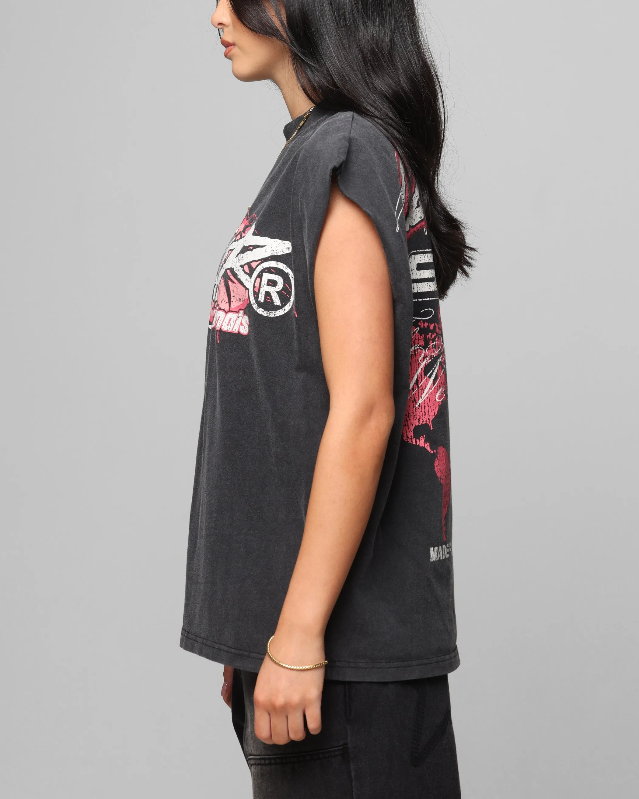 Loiter Motor Oversized Muscle T-Shirt Charcoal