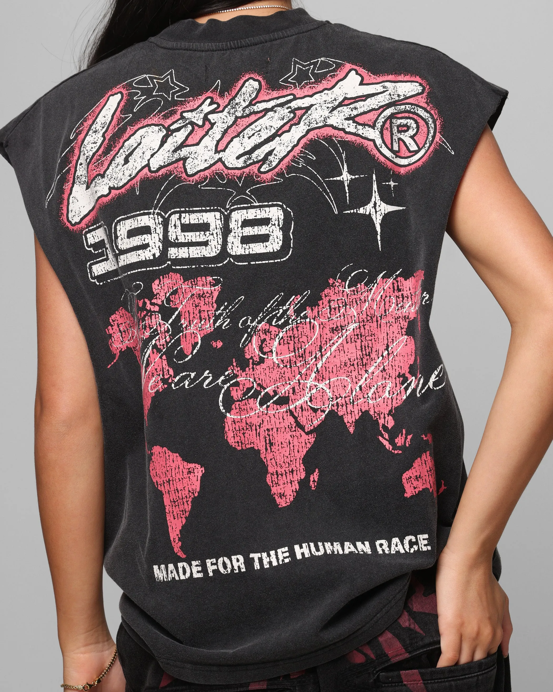 Loiter Motor Oversized Muscle T-Shirt Charcoal