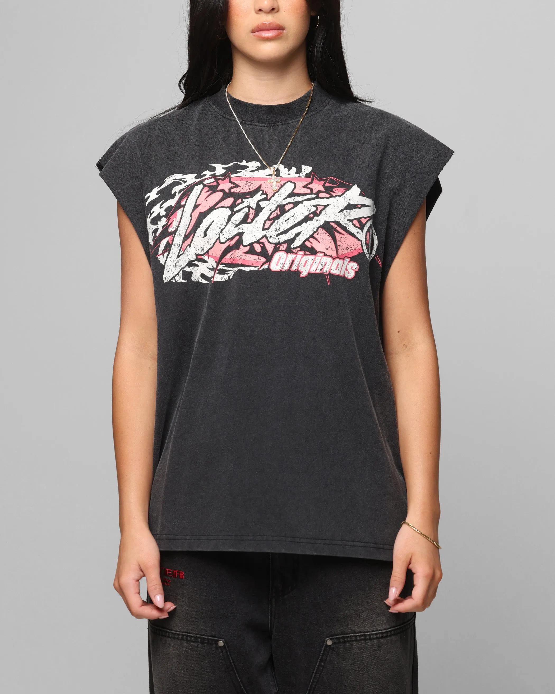 Loiter Motor Oversized Muscle T-Shirt Charcoal