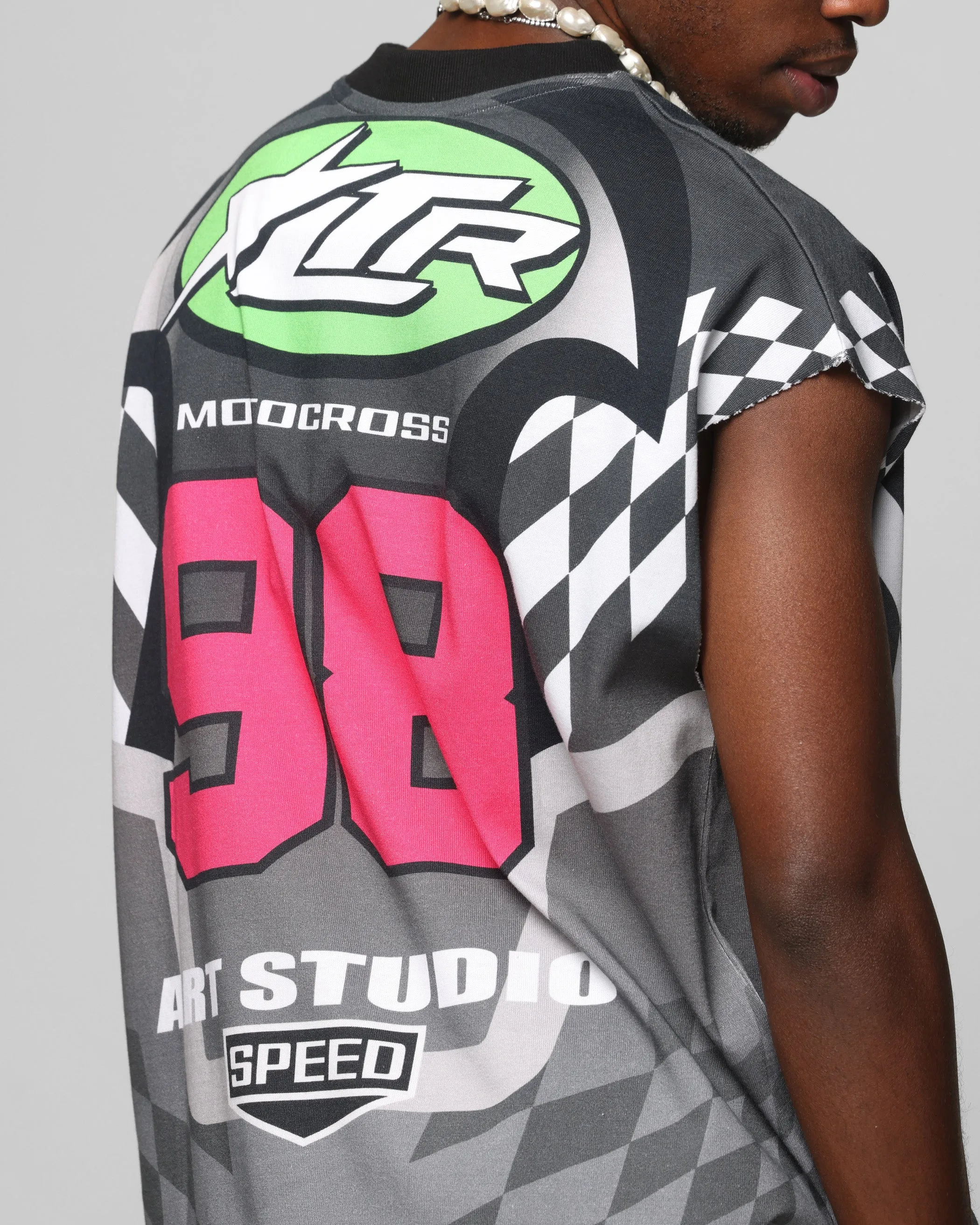 Loiter Motorsport Muscle T-Shirt Grey/Multi-Coloured