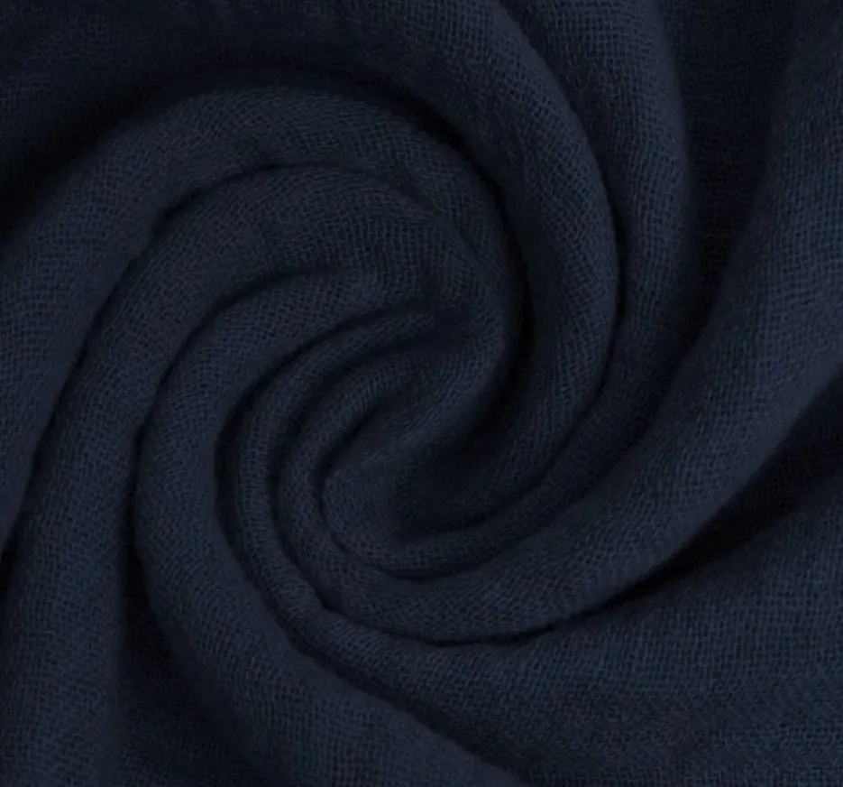 Navy Blue Muslin Cotton Fabric
