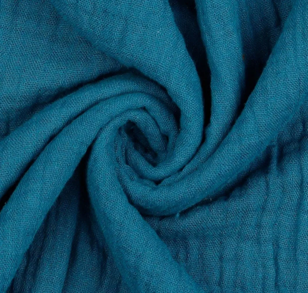 Ocean Blue Muslin Cotton Fabric