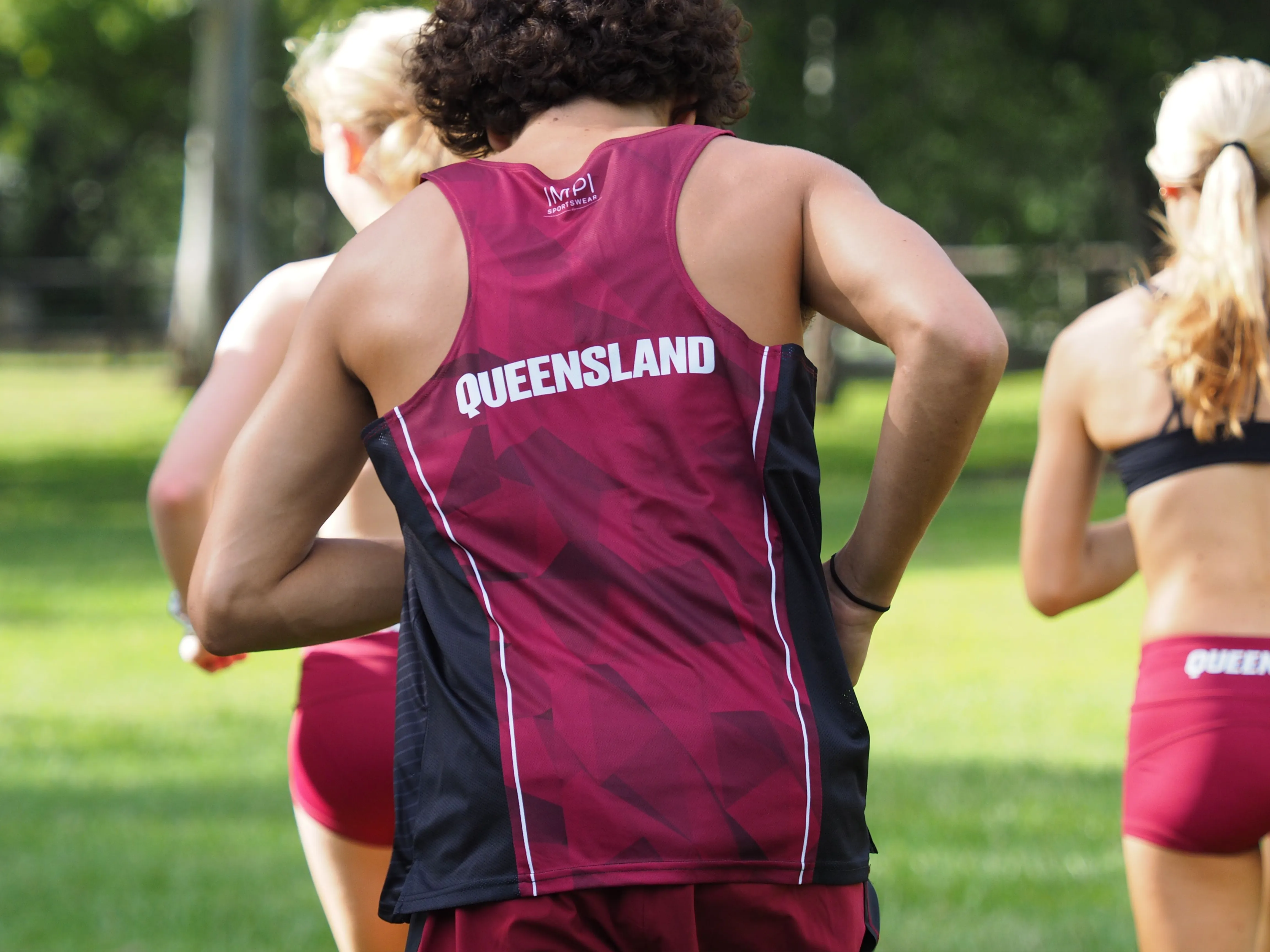 QLD Athletics - Mens Maroon and Black Singlet