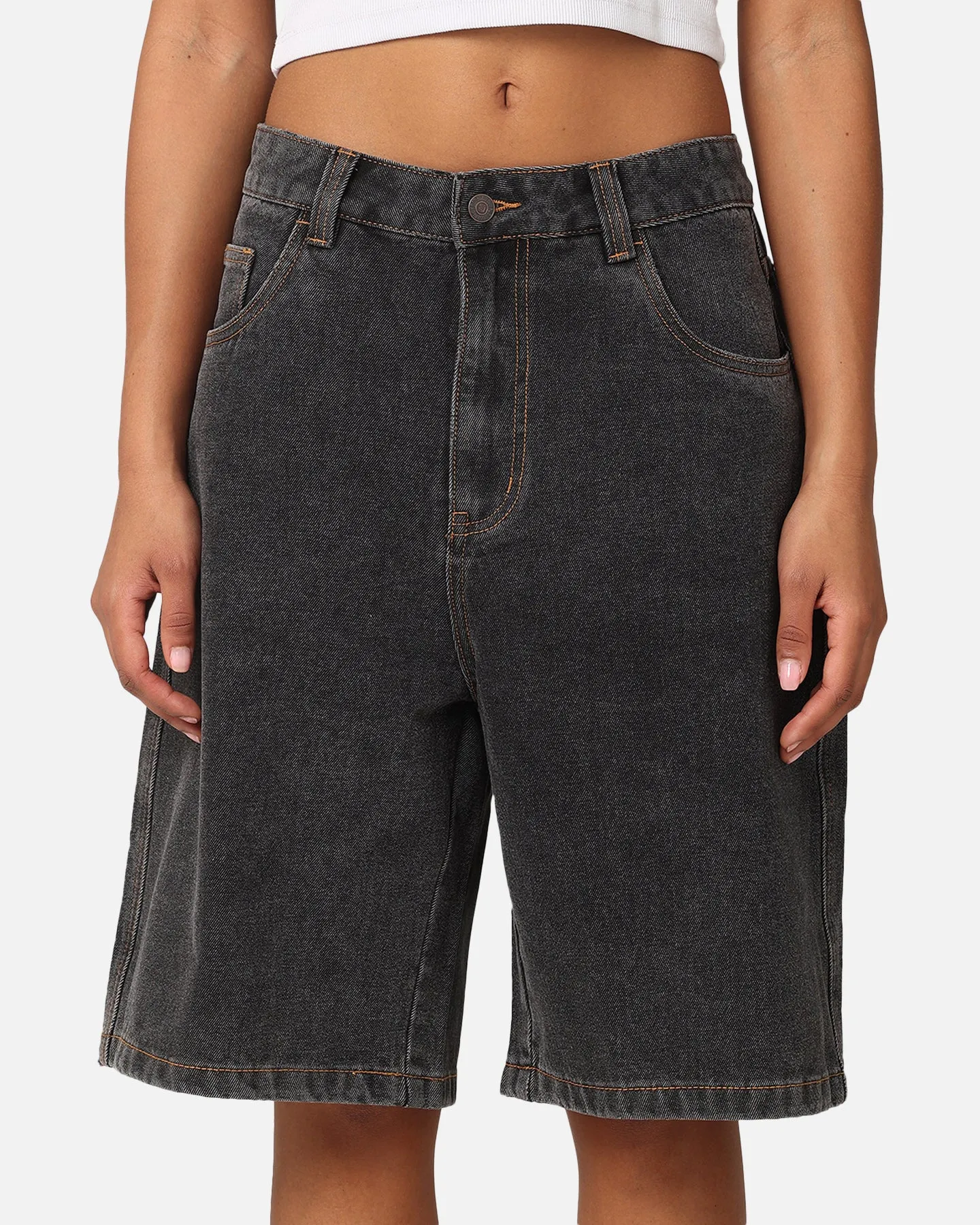 S Double Denim Standard Shorts Washed Black