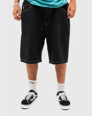 S-Double Print Denim Short - Dyed Black