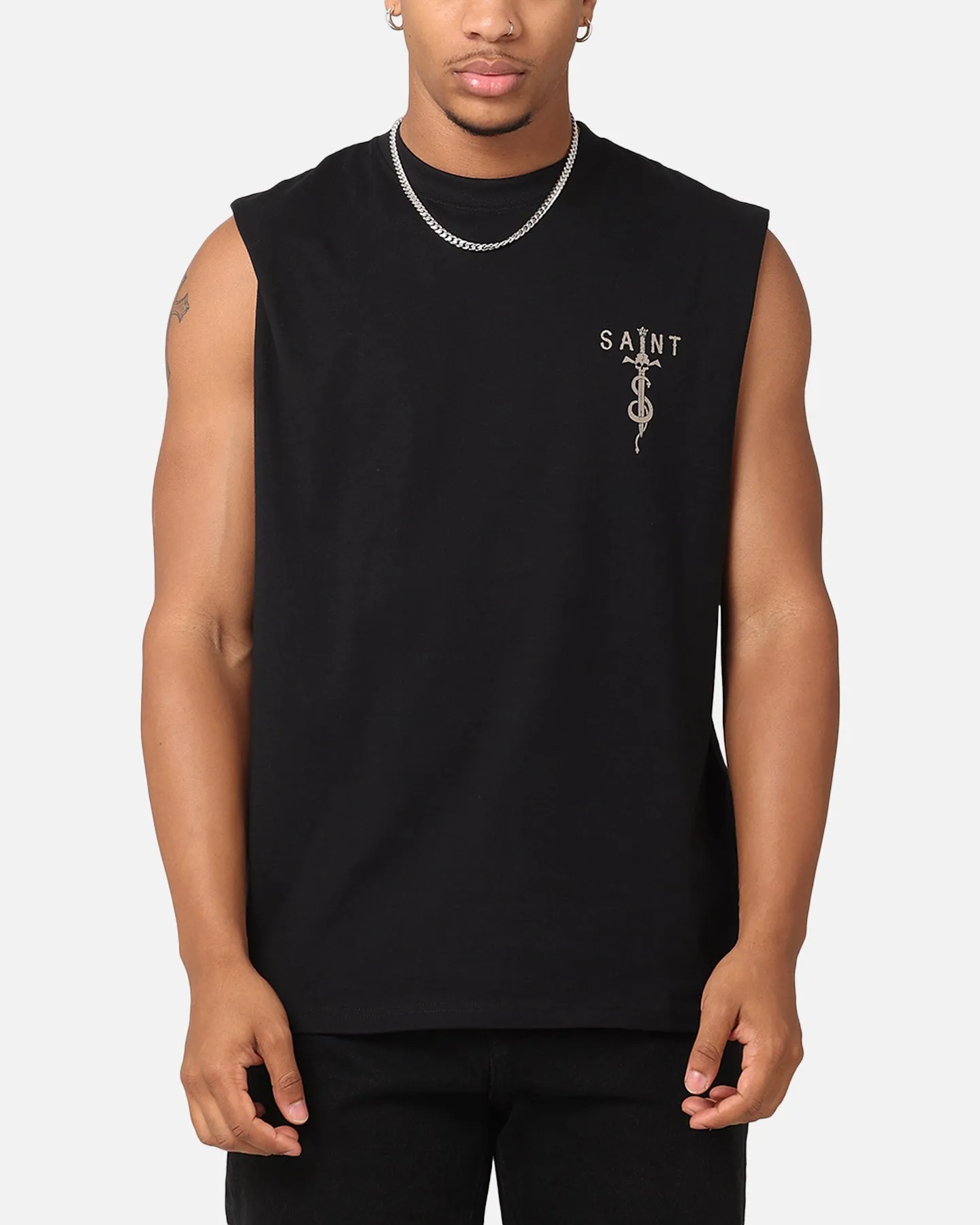 Saint Morta Daggers Oversized Muscle T-Shirt Black/Brown