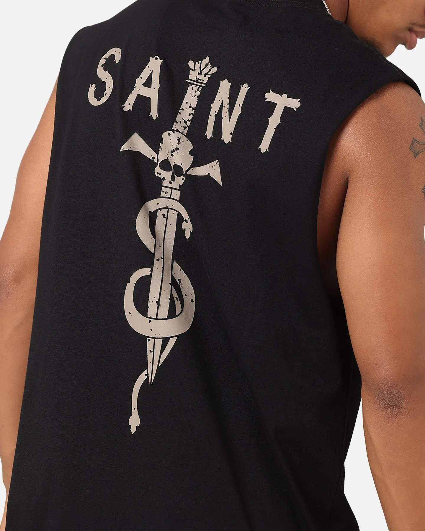 Saint Morta Daggers Oversized Muscle T-Shirt Black/Brown
