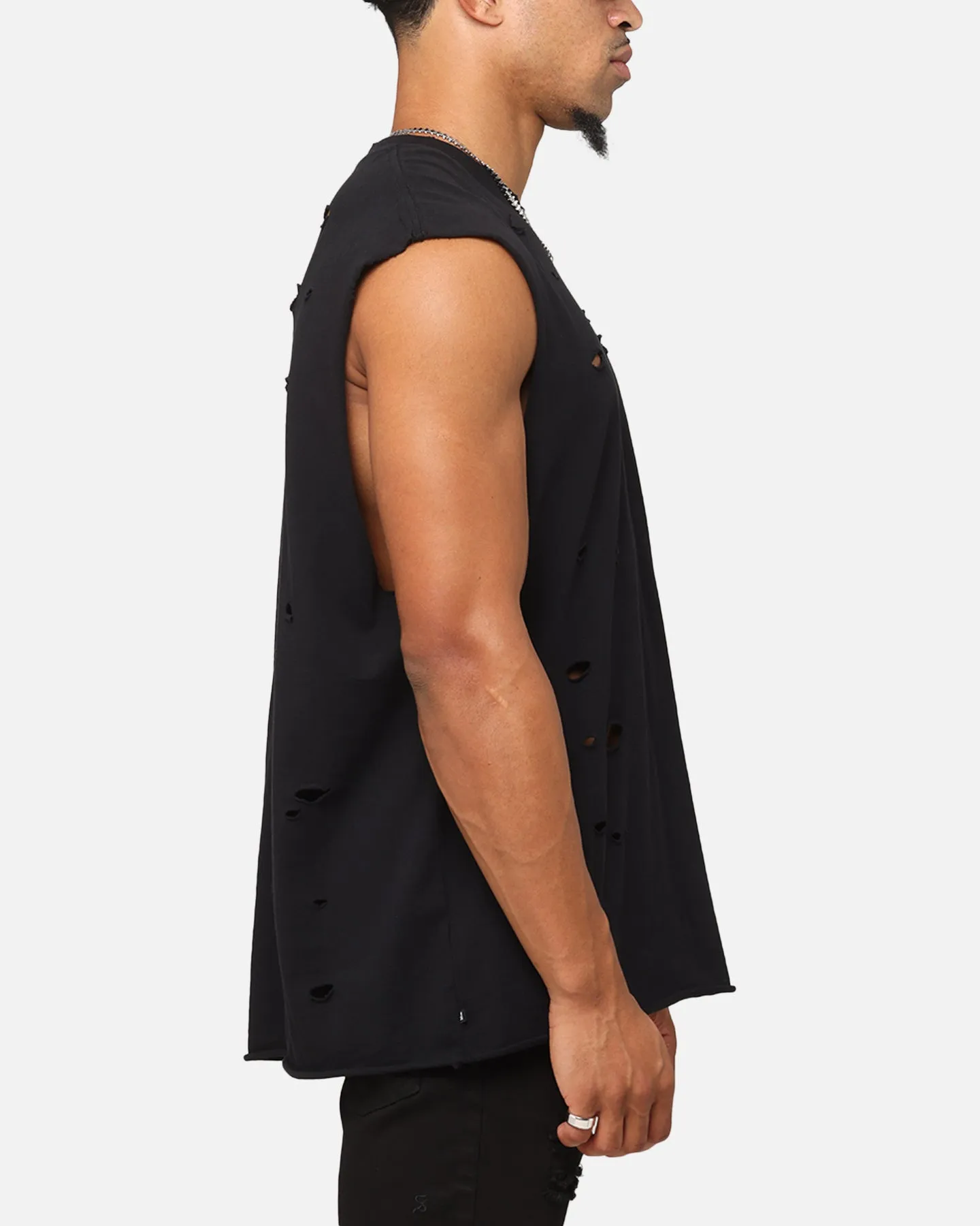 Saint Morta Distressed Oversized Muscle T-Shirt Black