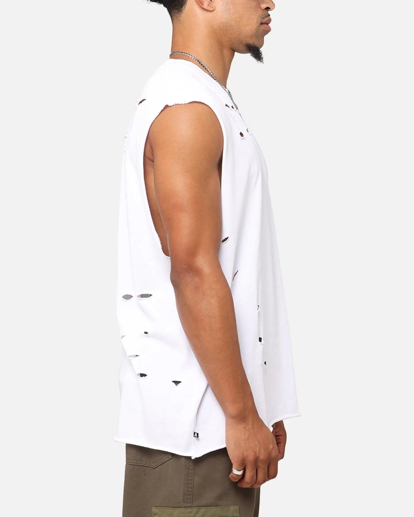 Saint Morta Distressed Oversized Muscle T-Shirt White