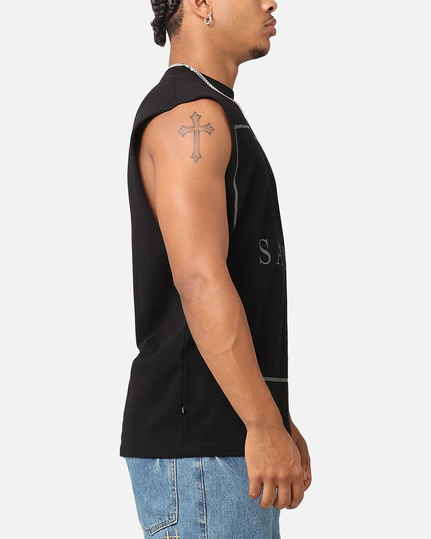 Saint Morta Division Oversized Muscle T-Shirt Black/Black