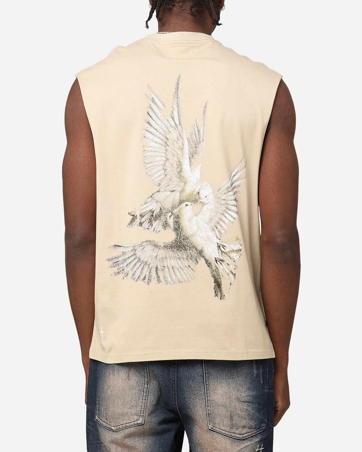 Saint Morta Doves Oversized Muscle T-Shirt Stone